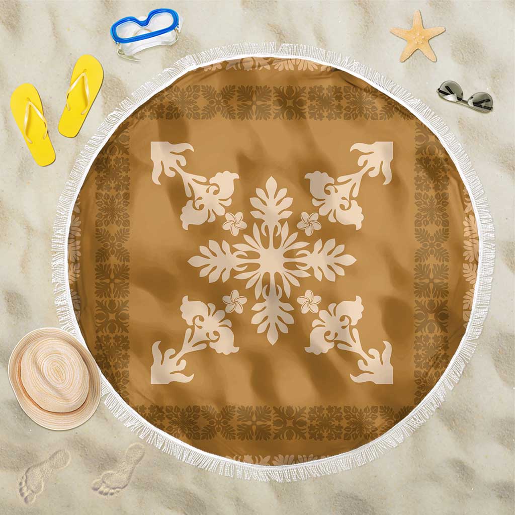 Hawaiian Quilt Block Design Beach Blanket Gold Hawaii Culture Motifs LT9 One Size 150cm Gold - Polynesian Pride