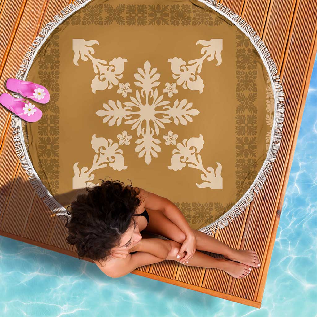 Hawaiian Quilt Block Design Beach Blanket Gold Hawaii Culture Motifs - Polynesian Pride