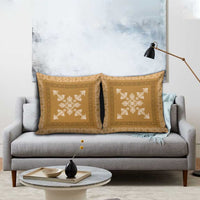 Hawaiian Quilt Block Design Pillow Cover Gold Hawaii Culture Motifs - Polynesian Pride