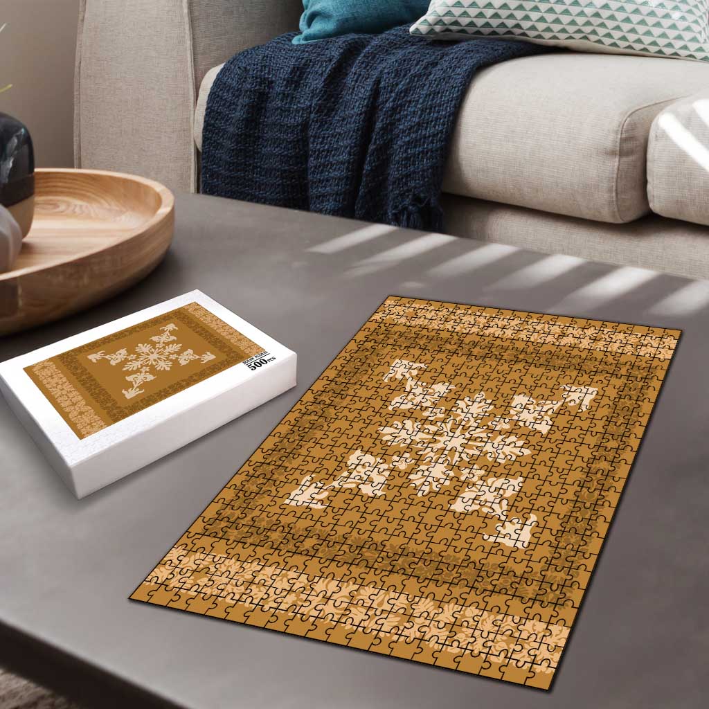 Hawaiian Quilt Block Design Puzzle Gold Hawaii Culture Motifs LT9 - Polynesian Pride