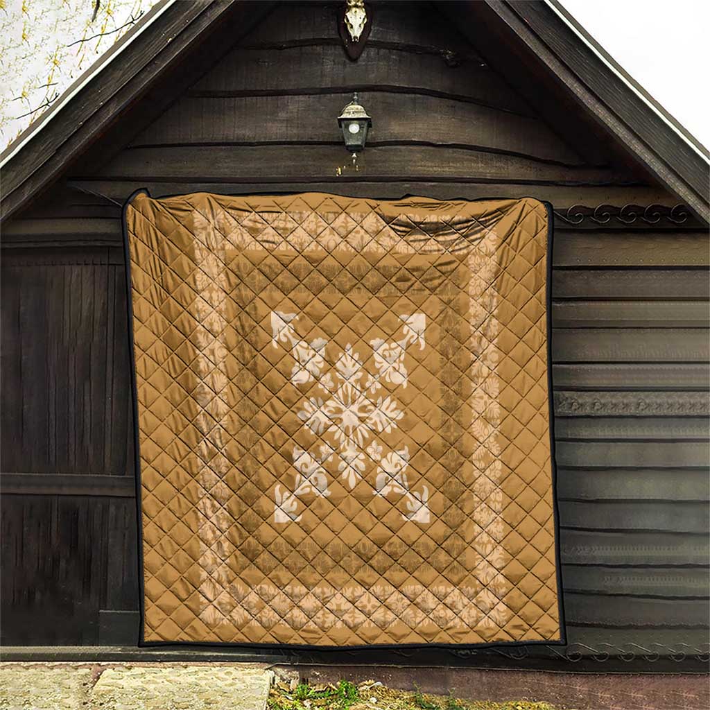 Hawaiian Quilt Block Design Quilt Gold Hawaii Culture Motifs - Polynesian Pride