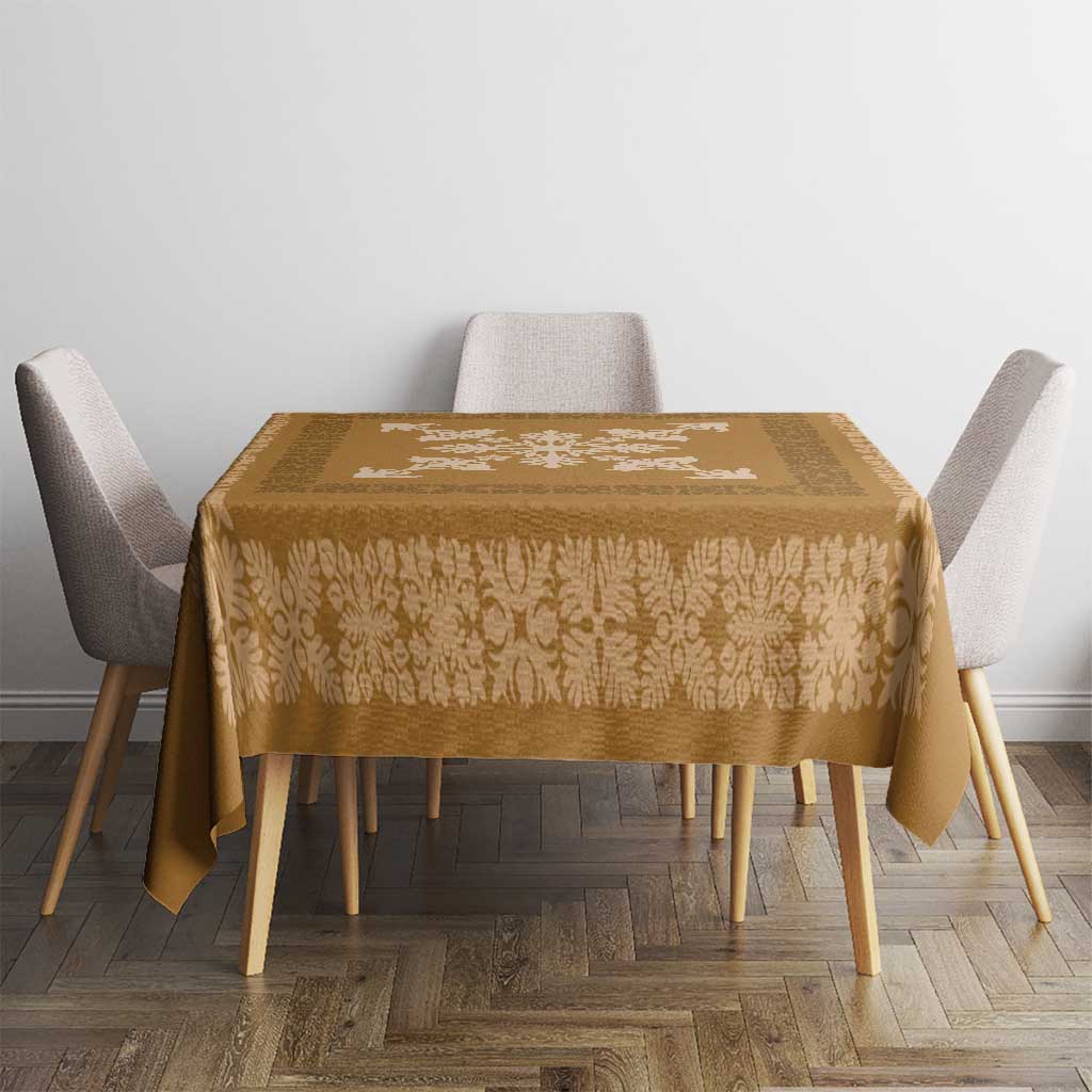 Hawaiian Quilt Block Design Tablecloth Gold Hawaii Culture Motifs - Polynesian Pride