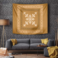 Hawaiian Quilt Block Design Tapestry Gold Hawaii Culture Motifs - Polynesian Pride