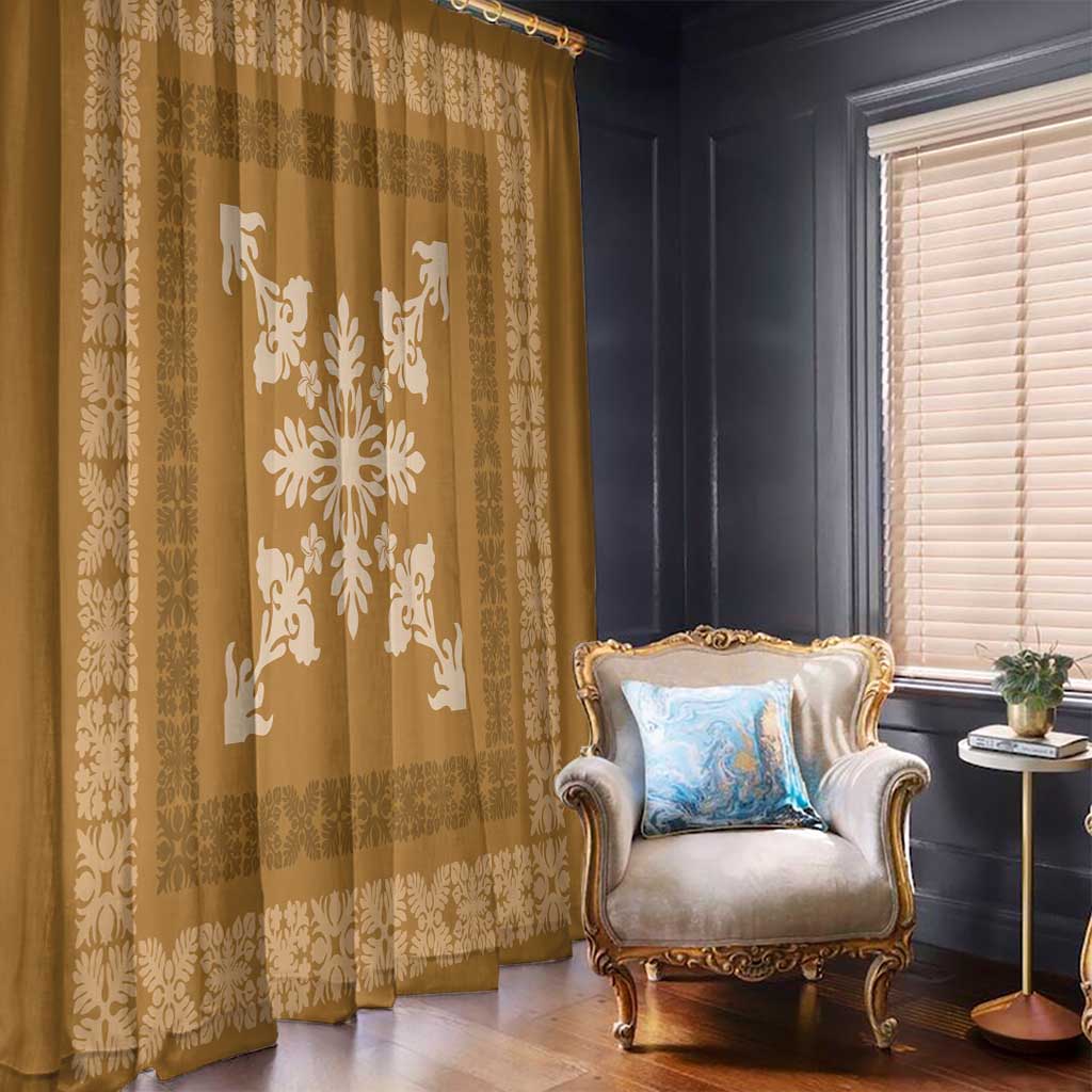 Hawaiian Quilt Block Design Window Curtain Gold Hawaii Culture Motifs - Polynesian Pride