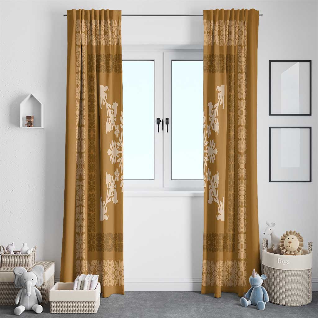 Hawaiian Quilt Block Design Window Curtain Gold Hawaii Culture Motifs - Polynesian Pride