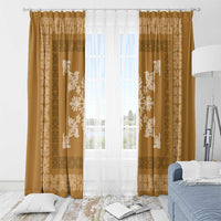 Hawaiian Quilt Block Design Window Curtain Gold Hawaii Culture Motifs - Polynesian Pride