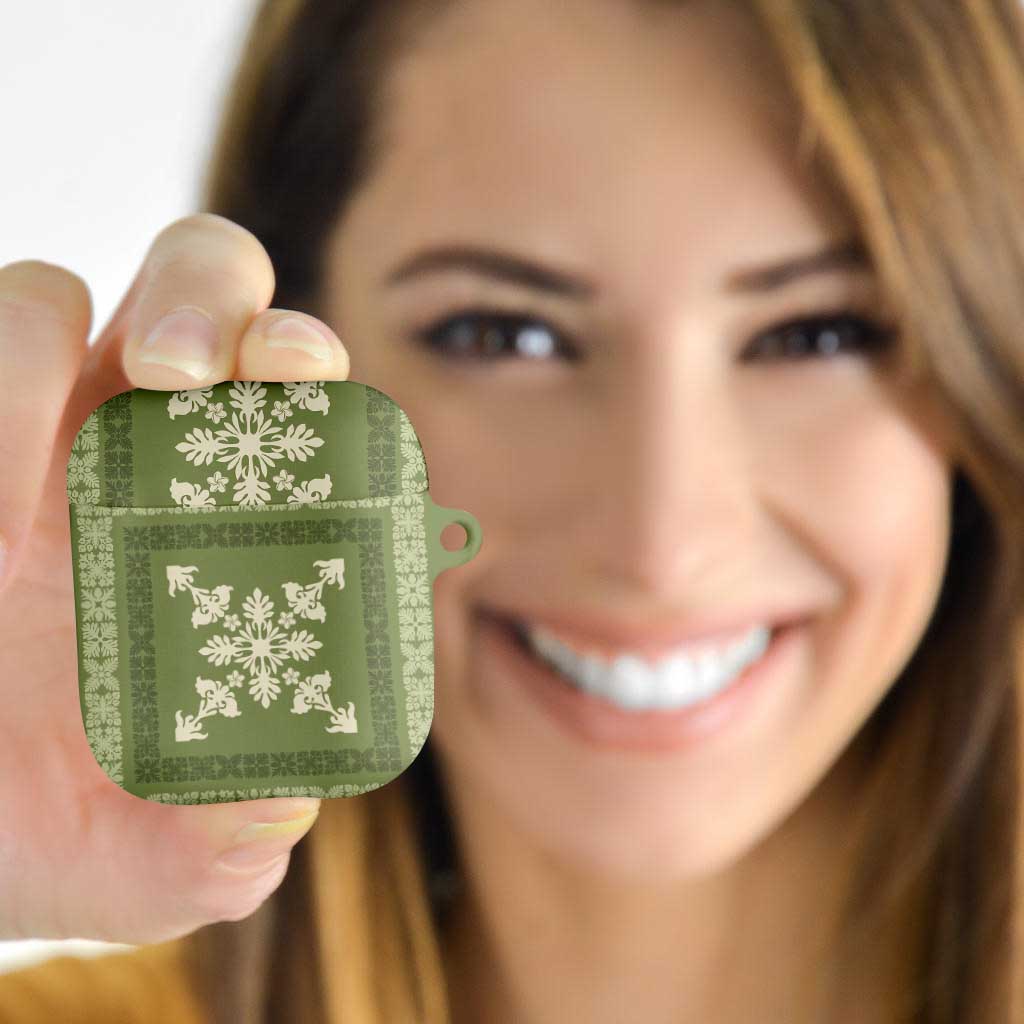 Hawaiian Quilt Block Design AirPods Case Lime Hawaii Culture Motifs - Polynesian Pride