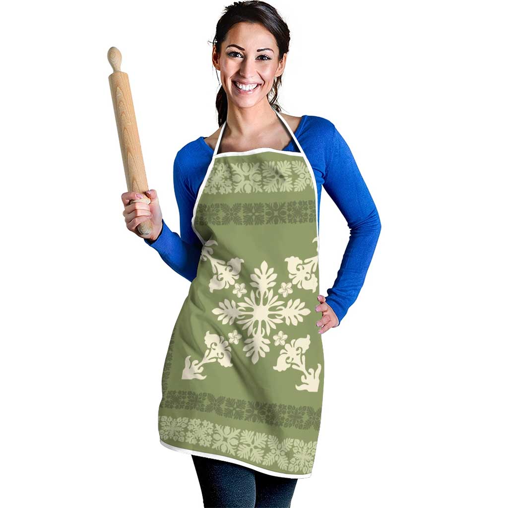 Hawaiian Quilt Block Design Apron Lime Hawaii Culture Motifs - Polynesian Pride