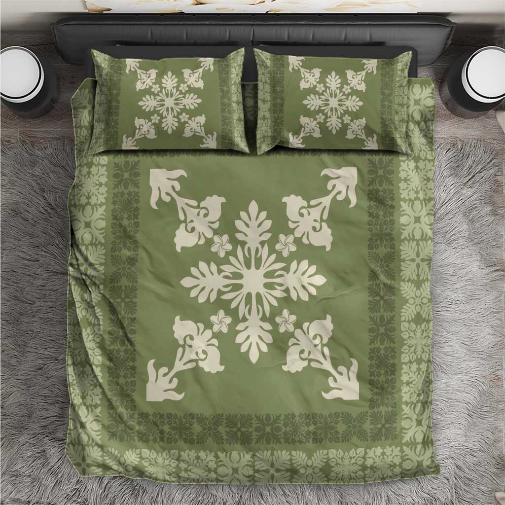Hawaiian Quilt Block Design Bedding Set Lime Hawaii Culture Motifs LT9 Lime - Polynesian Pride