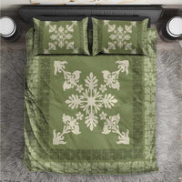 Hawaiian Quilt Block Design Bedding Set Lime Hawaii Culture Motifs LT9 Lime - Polynesian Pride