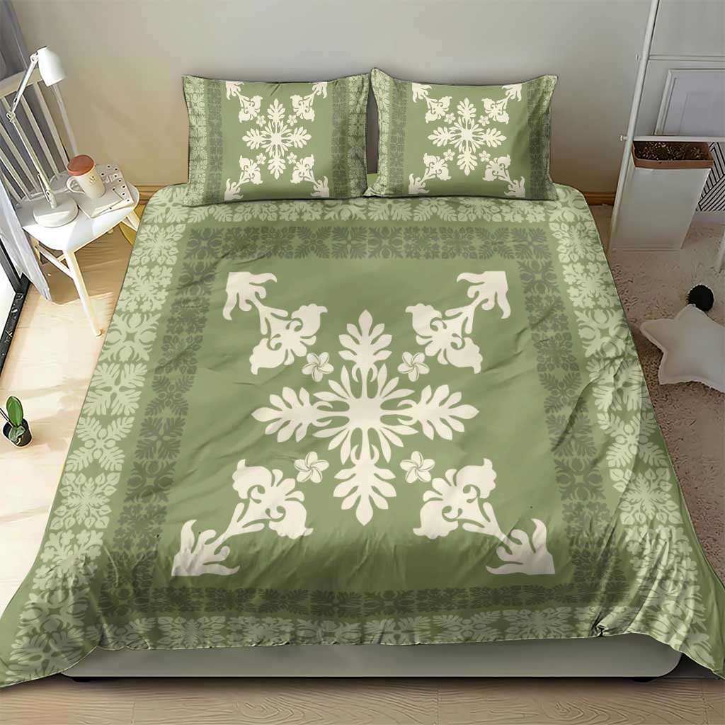 Hawaiian Quilt Block Design Bedding Set Lime Hawaii Culture Motifs LT9 - Polynesian Pride