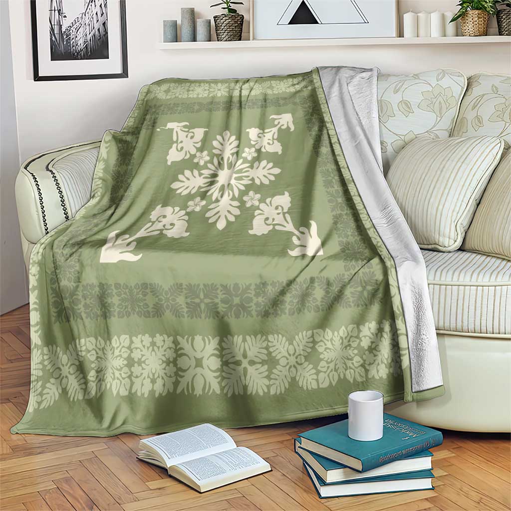 Hawaiian Quilt Block Design Blanket Lime Hawaii Culture Motifs - Polynesian Pride
