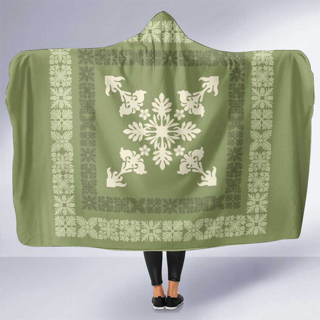 Hawaiian Quilt Block Design Hooded Blanket Lime Hawaii Culture Motifs LT9 One Size Lime - Polynesian Pride