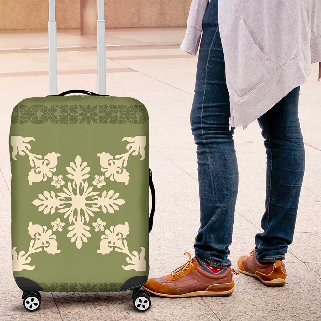 Hawaiian Quilt Block Design Luggage Cover Lime Hawaii Culture Motifs - Polynesian Pride