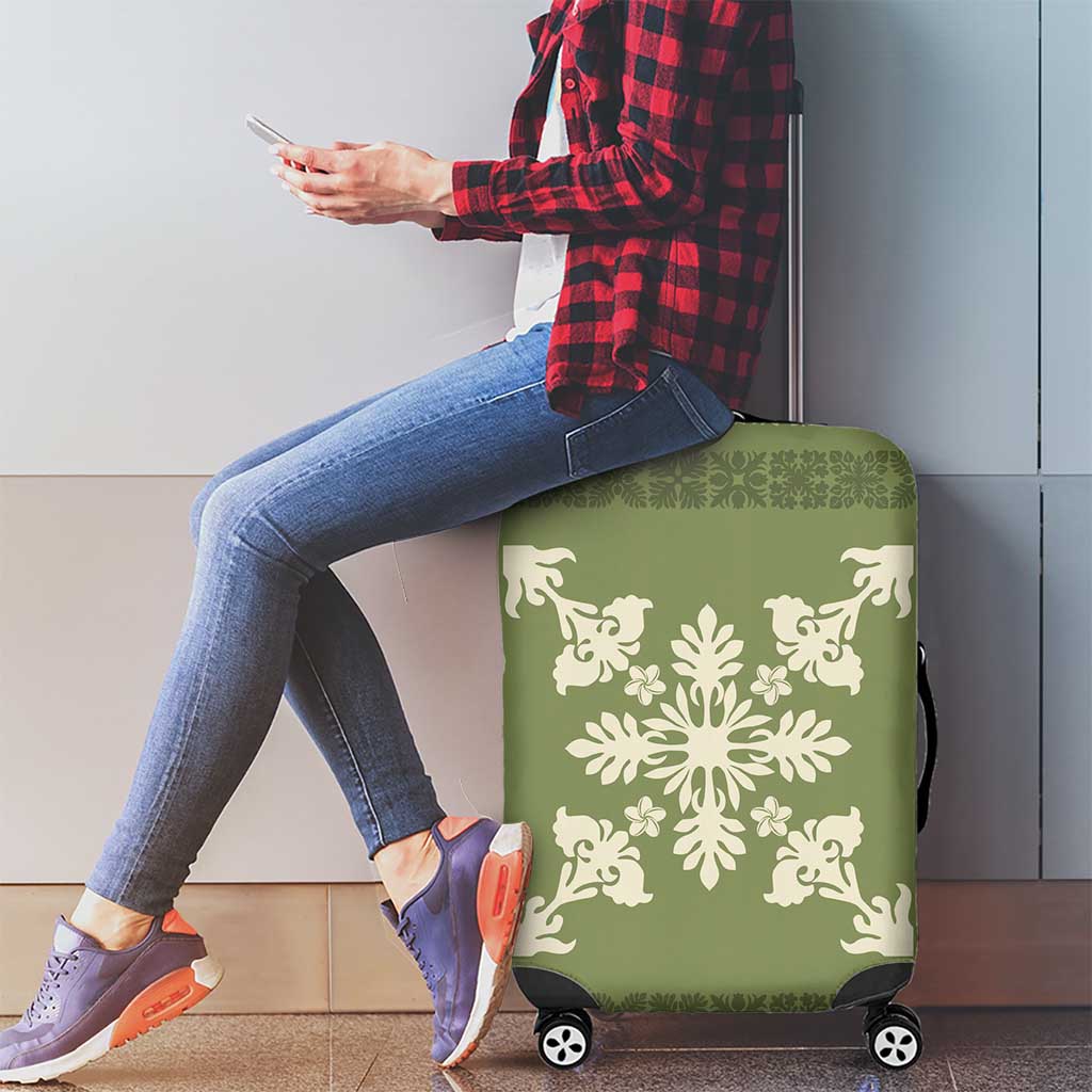 Hawaiian Quilt Block Design Luggage Cover Lime Hawaii Culture Motifs - Polynesian Pride