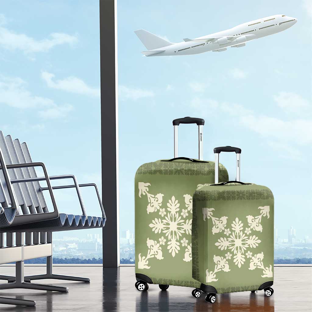 Hawaiian Quilt Block Design Luggage Cover Lime Hawaii Culture Motifs - Polynesian Pride