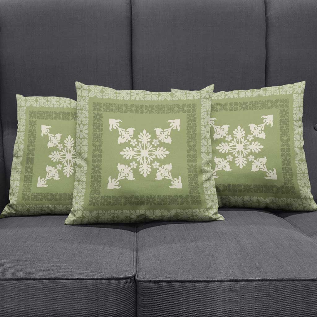 Hawaiian Quilt Block Design Pillow Cover Lime Hawaii Culture Motifs LT9 - Polynesian Pride