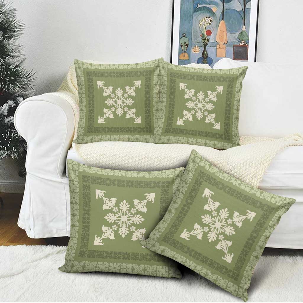 Hawaiian Quilt Block Design Pillow Cover Lime Hawaii Culture Motifs LT9 - Polynesian Pride