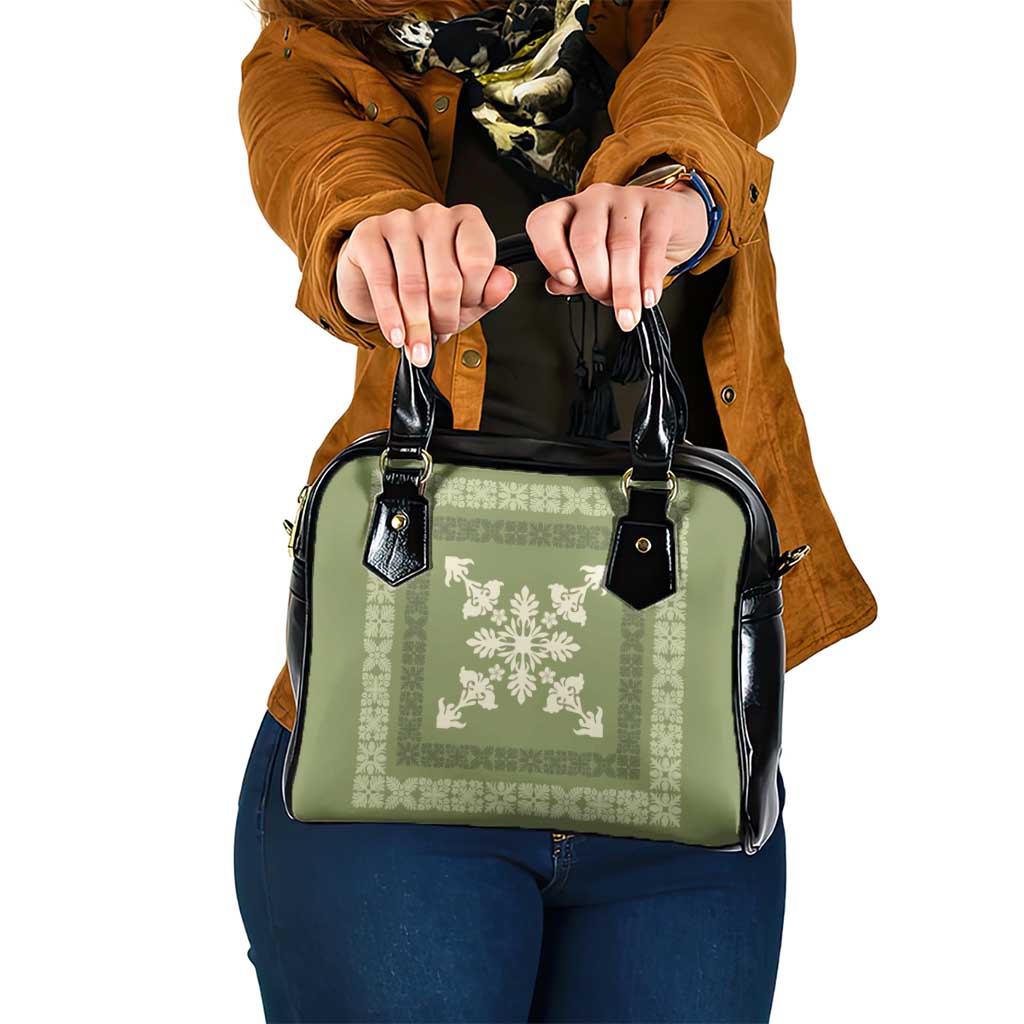 Hawaiian Quilt Block Design Shoulder Handbag Lime Hawaii Culture Motifs LT9 One Size Lime - Polynesian Pride