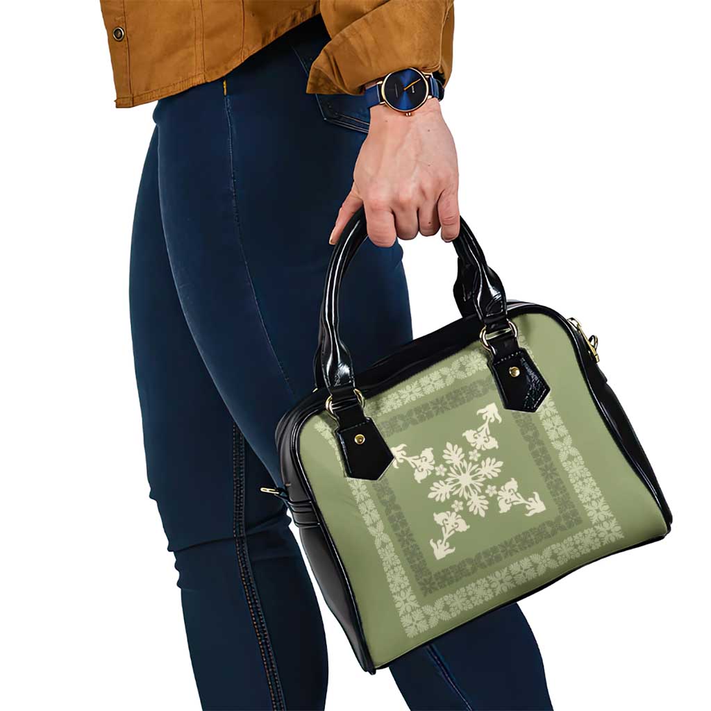 Hawaiian Quilt Block Design Shoulder Handbag Lime Hawaii Culture Motifs LT9 - Polynesian Pride
