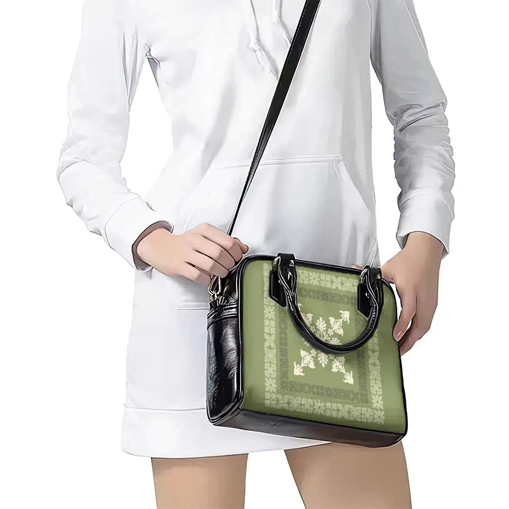 Hawaiian Quilt Block Design Shoulder Handbag Lime Hawaii Culture Motifs LT9 - Polynesian Pride