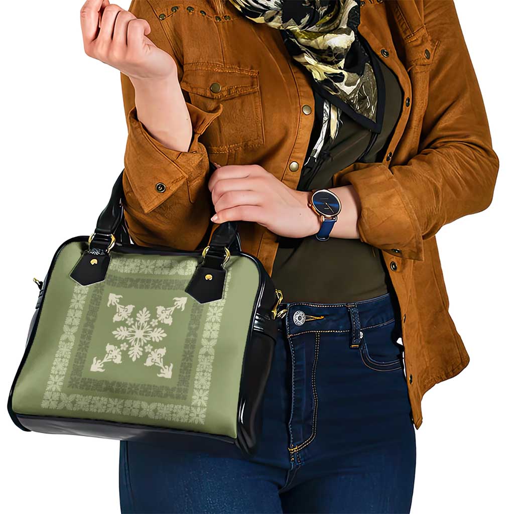 Hawaiian Quilt Block Design Shoulder Handbag Lime Hawaii Culture Motifs LT9 - Polynesian Pride