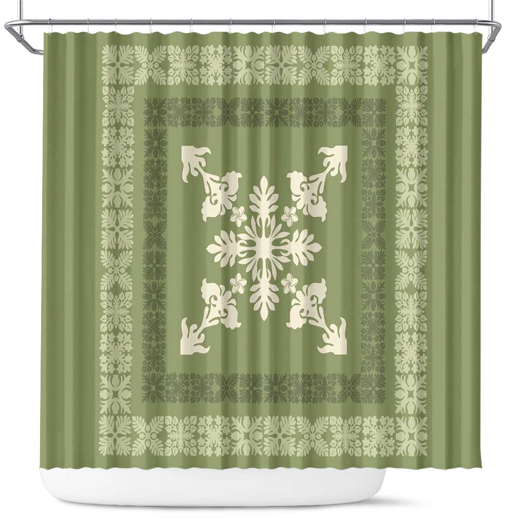 Hawaiian Quilt Block Design Shower Curtain Lime Hawaii Culture Motifs LT9 Lime - Polynesian Pride