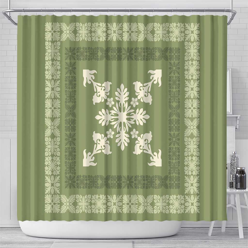 Hawaiian Quilt Block Design Shower Curtain Lime Hawaii Culture Motifs LT9 - Polynesian Pride