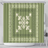 Hawaiian Quilt Block Design Shower Curtain Lime Hawaii Culture Motifs LT9 - Polynesian Pride