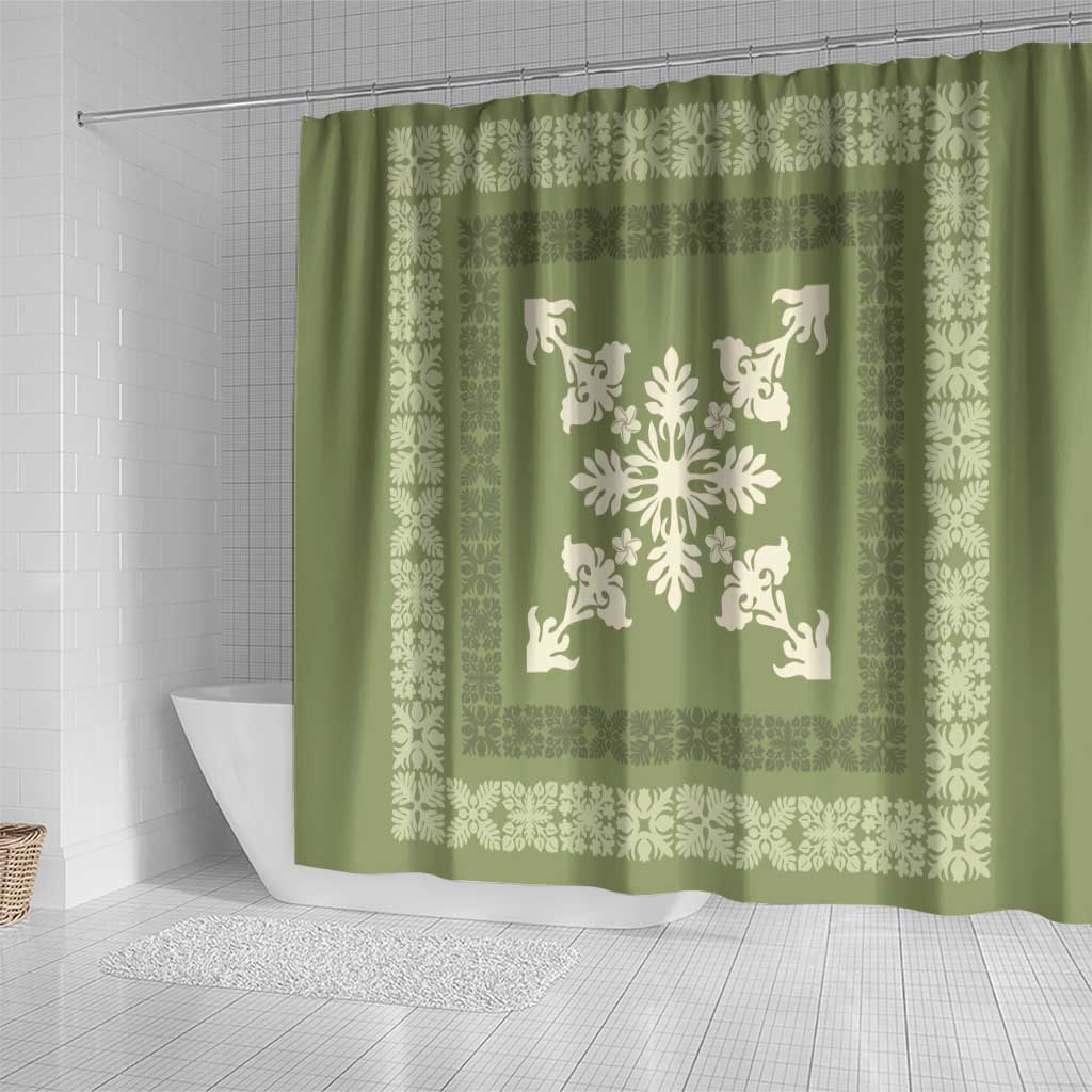 Hawaiian Quilt Block Design Shower Curtain Lime Hawaii Culture Motifs LT9 - Polynesian Pride