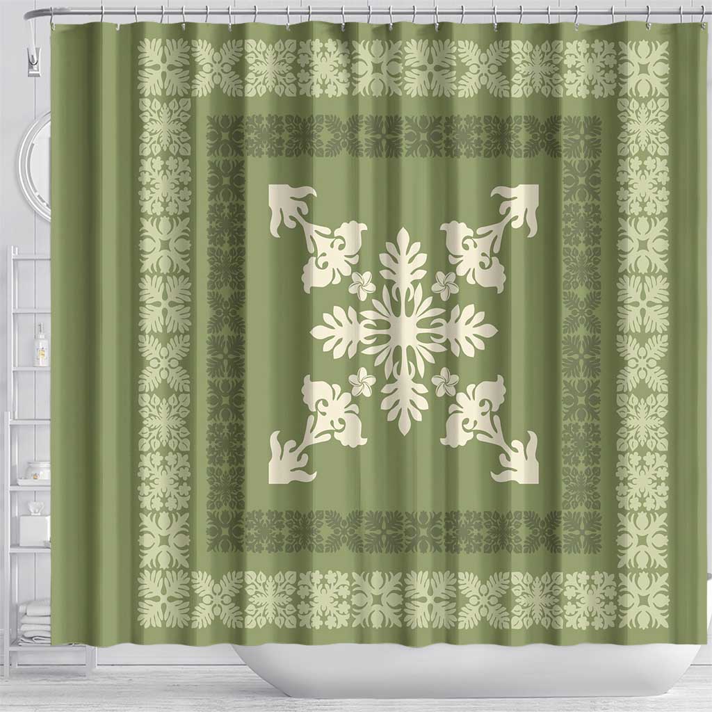 Hawaiian Quilt Block Design Shower Curtain Lime Hawaii Culture Motifs LT9 - Polynesian Pride