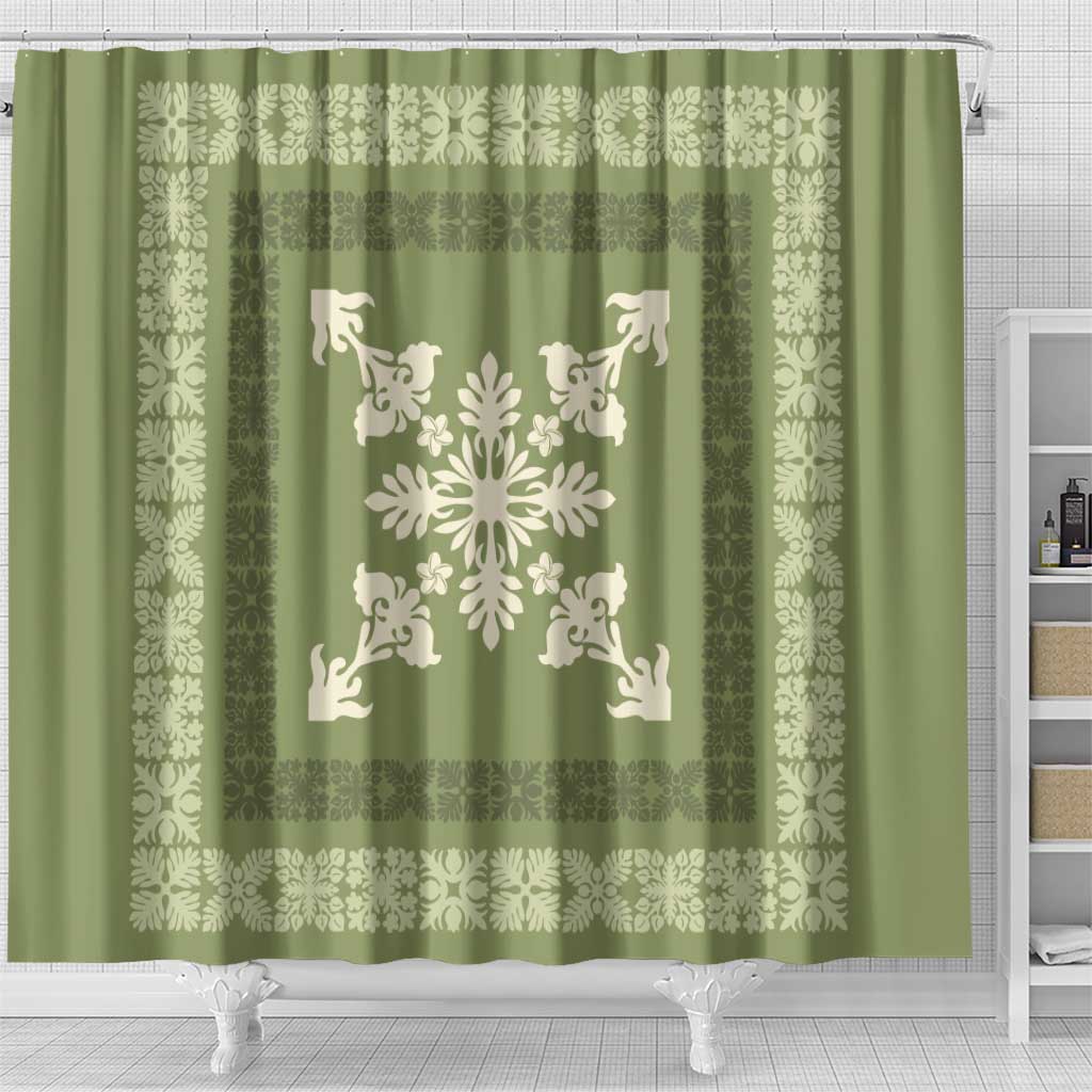 Hawaiian Quilt Block Design Shower Curtain Lime Hawaii Culture Motifs LT9 - Polynesian Pride