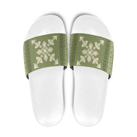 Hawaiian Quilt Block Design Slide Sandals Lime Hawaii Culture Motifs LT9 Lime - Polynesian Pride