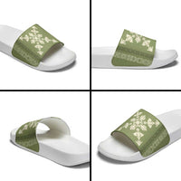 Hawaiian Quilt Block Design Slide Sandals Lime Hawaii Culture Motifs LT9 - Polynesian Pride
