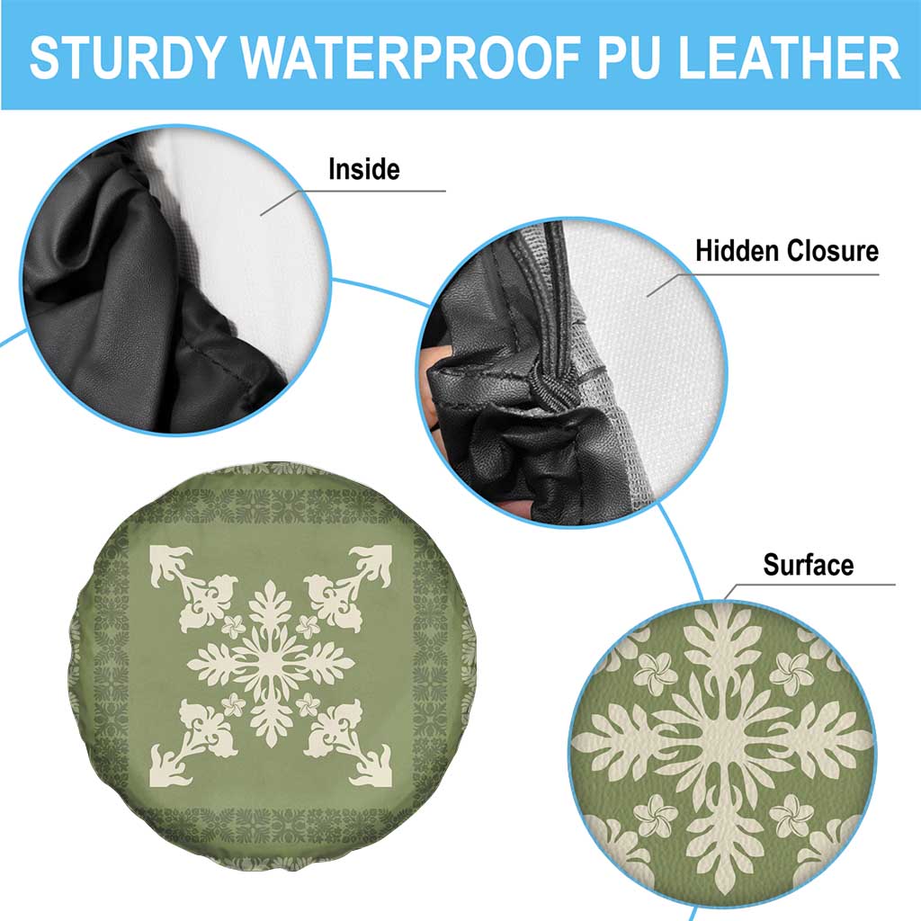 Hawaiian Quilt Block Design Spare Tire Cover Lime Hawaii Culture Motifs - Polynesian Pride