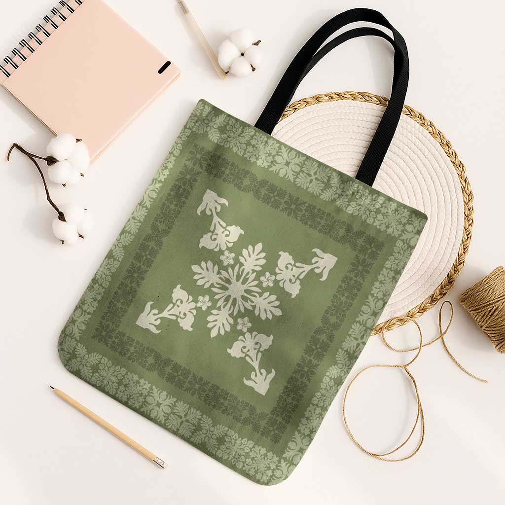 Hawaiian Quilt Block Design Tote Bag Lime Hawaii Culture Motifs LT9 Black Strap One Size Lime - Polynesian Pride