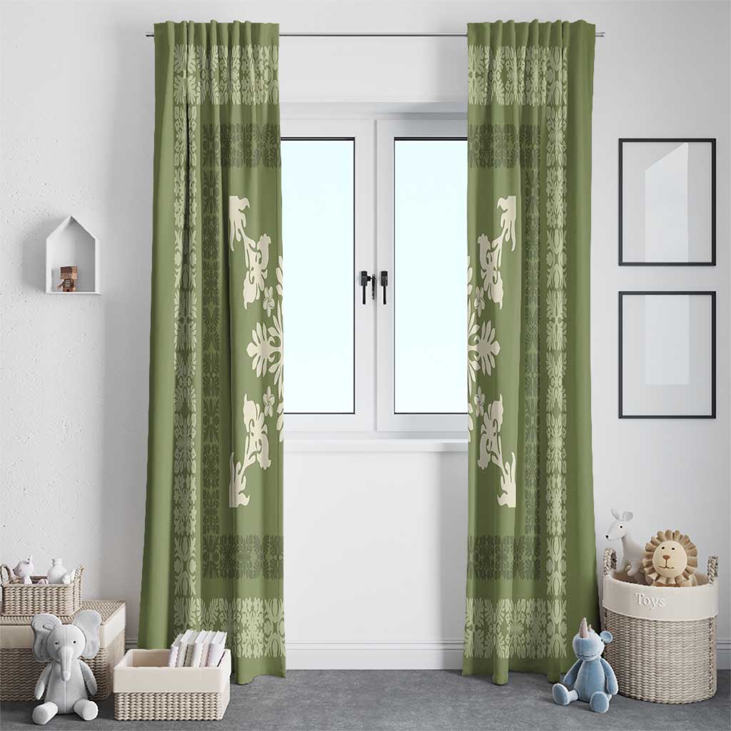 Hawaiian Quilt Block Design Window Curtain Lime Hawaii Culture Motifs - Polynesian Pride