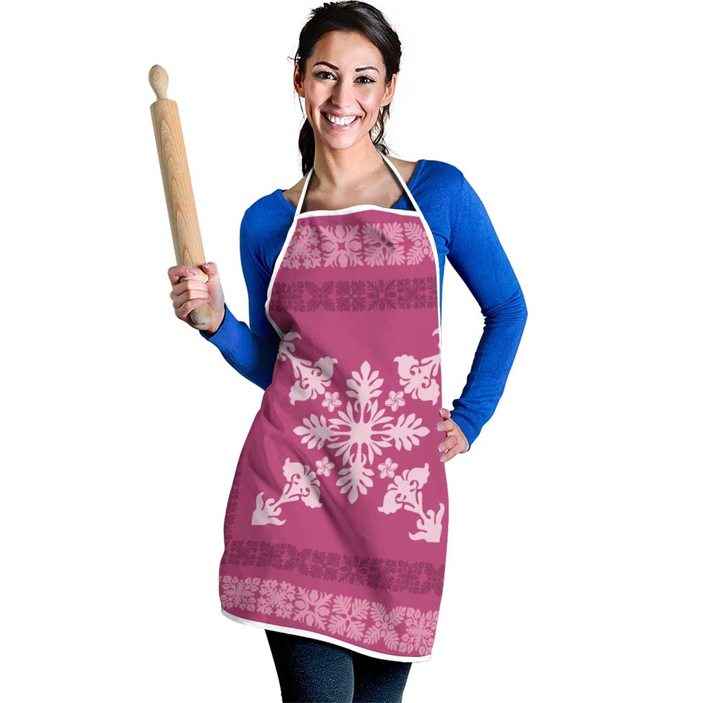 Hawaiian Quilt Block Design Apron Pink Hawaii Culture Motifs - Polynesian Pride