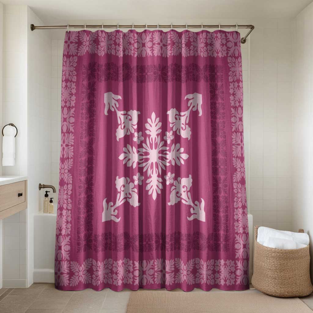 Hawaiian Quilt Block Design Bathroom Set Pink Hawaii Culture Motifs - Polynesian Pride