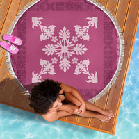 Hawaiian Quilt Block Design Beach Blanket Pink Hawaii Culture Motifs LT9 - Polynesian Pride