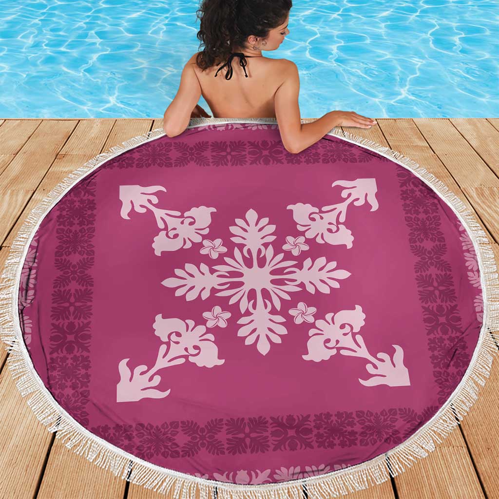 Hawaiian Quilt Block Design Beach Blanket Pink Hawaii Culture Motifs LT9 - Polynesian Pride