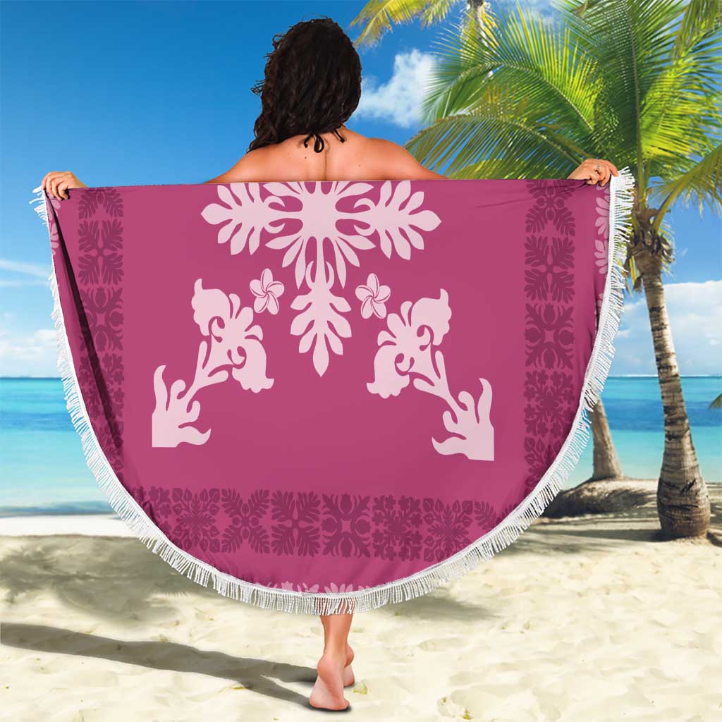 Hawaiian Quilt Block Design Beach Blanket Pink Hawaii Culture Motifs LT9 - Polynesian Pride