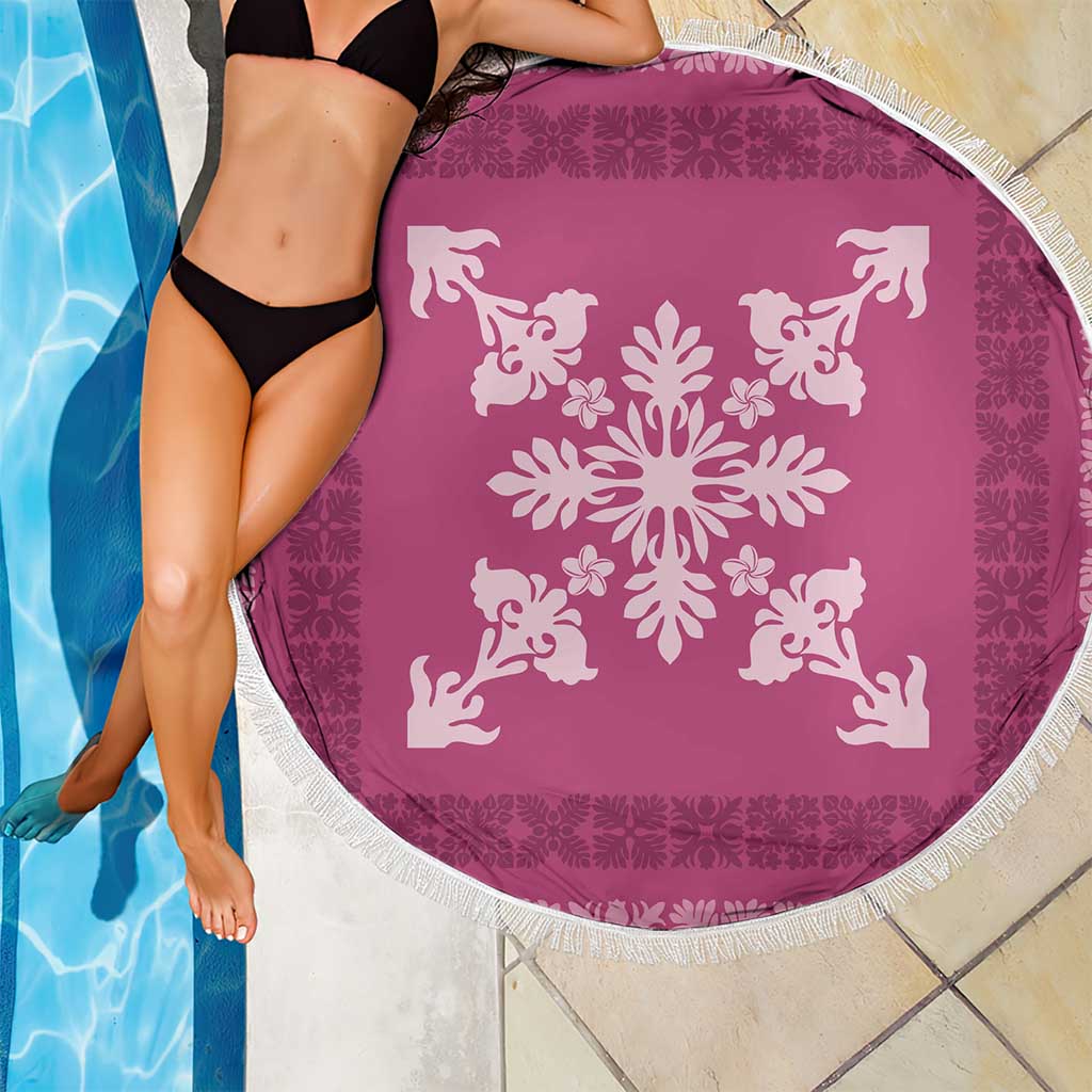 Hawaiian Quilt Block Design Beach Blanket Pink Hawaii Culture Motifs LT9 - Polynesian Pride