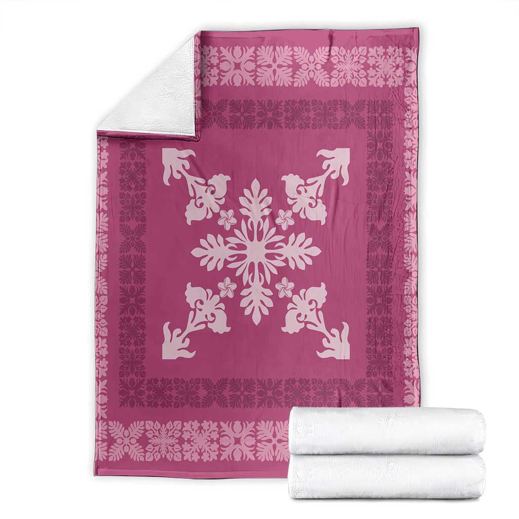 Hawaiian Quilt Block Design Blanket Pink Hawaii Culture Motifs - Polynesian Pride