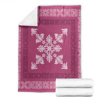 Hawaiian Quilt Block Design Blanket Pink Hawaii Culture Motifs - Polynesian Pride