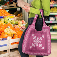 Hawaiian Quilt Block Design Grocery Bag Pink Hawaii Culture Motifs LT9 - Polynesian Pride