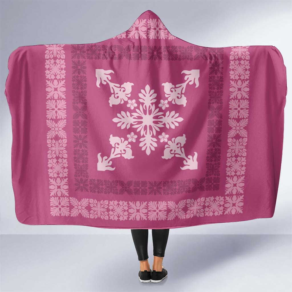 Hawaiian Quilt Block Design Hooded Blanket Pink Hawaii Culture Motifs LT9 One Size Pink - Polynesian Pride