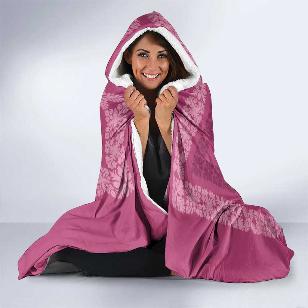 Hawaiian Quilt Block Design Hooded Blanket Pink Hawaii Culture Motifs - Polynesian Pride