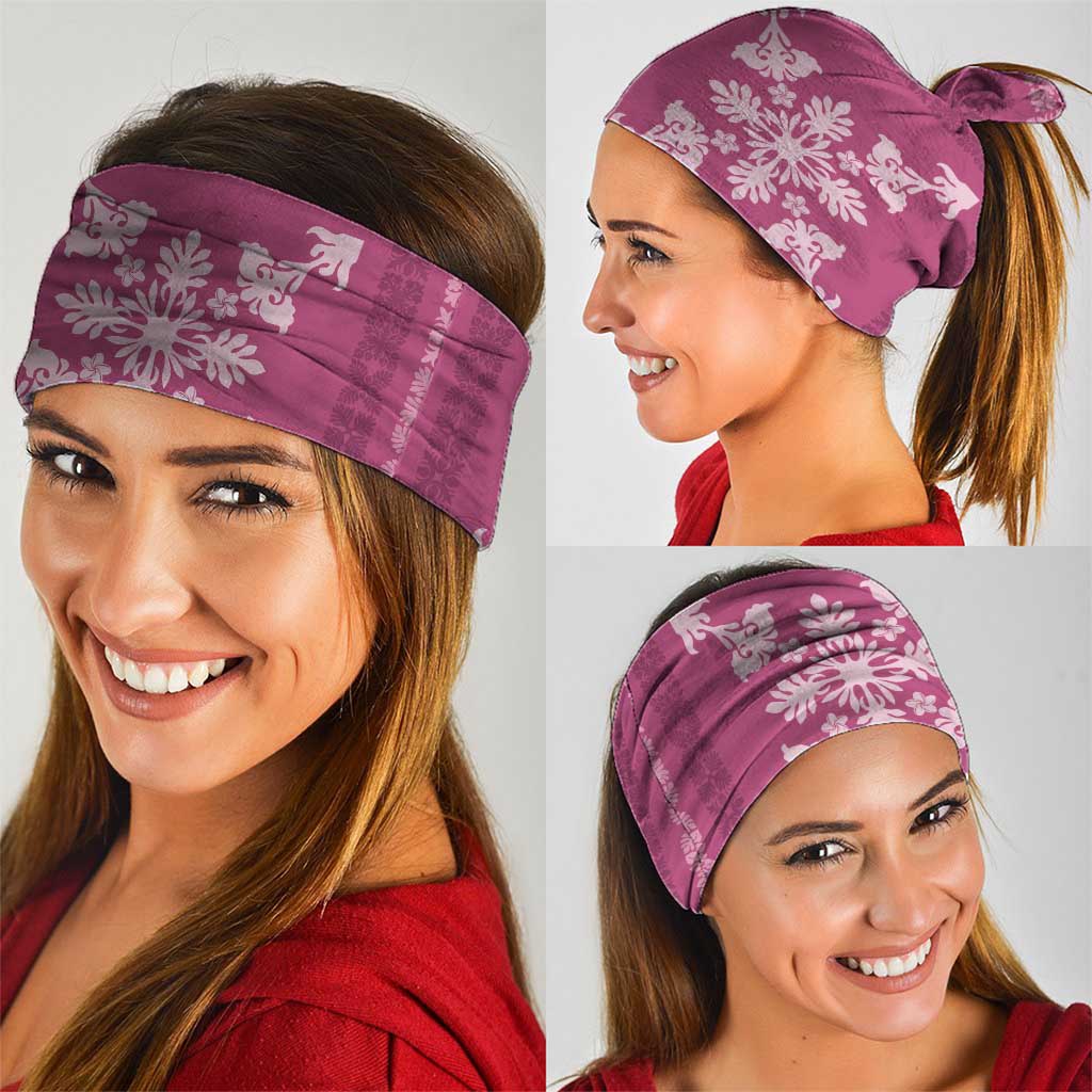 Hawaiian Quilt Block Design Neck Gaiter Pink Hawaii Culture Motifs - Polynesian Pride