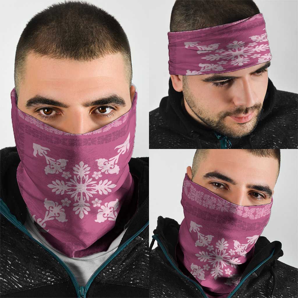 Hawaiian Quilt Block Design Neck Gaiter Pink Hawaii Culture Motifs - Polynesian Pride